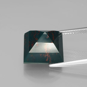 Pietra del sangue Verde maculato naturale da 9.60 ct, Quadrato, Opaco