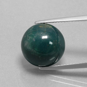 Eliotropio naturale verde da 8,90 ct, taglio rotondo, opaco