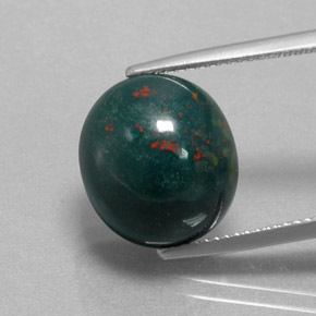 Pietra del sangue Verde maculato naturale da 11.15 ct, Taglio ovale, Opaco