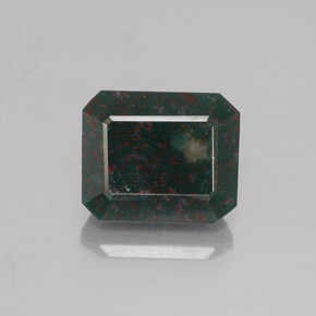 Pietra del sangue Verde maculato naturale da 4.78 ct, Taglio smeraldo, Opaco