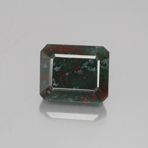 Eliotropio naturale verde da 5,06 ct, taglio smeraldo, opaco