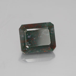 Eliotropio naturale verde da 5,06 ct, taglio smeraldo, opaco