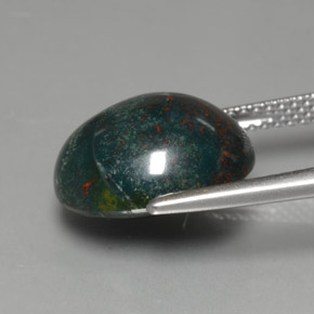 Pietra del sangue Verde maculato naturale da 7.44 ct, Taglio ovale, Opaco
