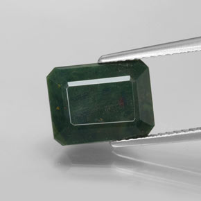 Eliotropio naturale verde da 3,59 ct, taglio smeraldo, opaco