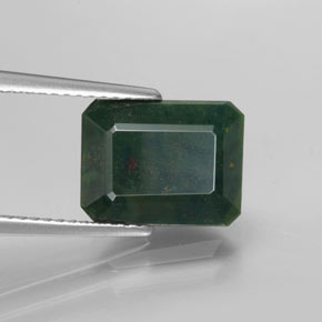 Eliotropio naturale verde da 3,59 ct, taglio smeraldo, opaco