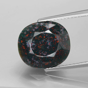 Eliotropio naturale verde da 6,30 ct, taglio ovale, opaco