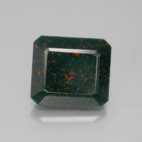 Eliotropio naturale verde da 6,36 ct, taglio smeraldo, opaco