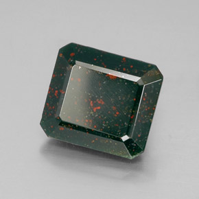 Eliotropio naturale verde da 6,36 ct, taglio smeraldo, opaco