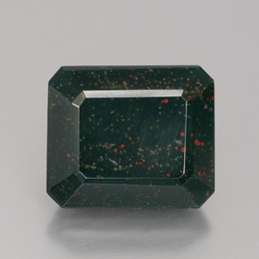 Eliotropio naturale verde da 5,54 ct, taglio smeraldo, opaco