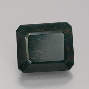 Eliotropio naturale verde da 5,54 ct, taglio smeraldo, opaco