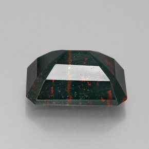 Pietra del sangue Verde maculato naturale da 9.75 ct, Taglio smeraldo, Opaco