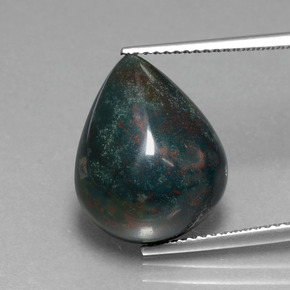 Eliotropio naturale verde da 9,51 ct, taglio a pera, opaco
