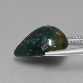 Eliotropio naturale verde da 9,51 ct, taglio a pera, opaco