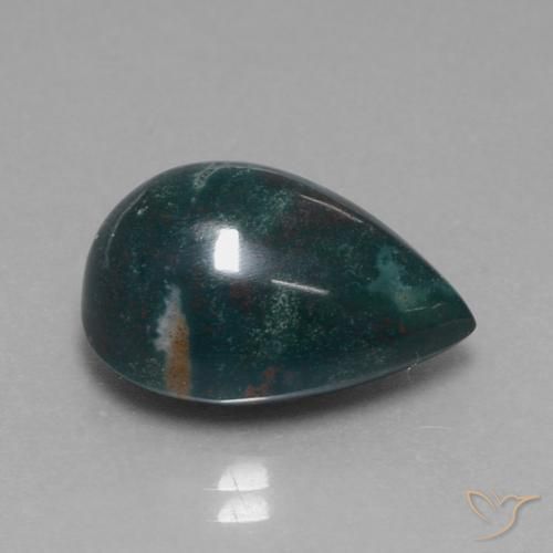 Pietra del sangue Verde bluastro naturale da 11.48 ct, Forma a pera, Opaco