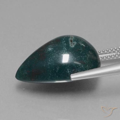Pietra del sangue Verde bluastro naturale da 11.48 ct, Forma a pera, Opaco