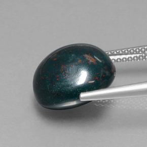 Pietra del sangue Verde maculato naturale da 9.26 ct, Taglio rotondo, Opaco