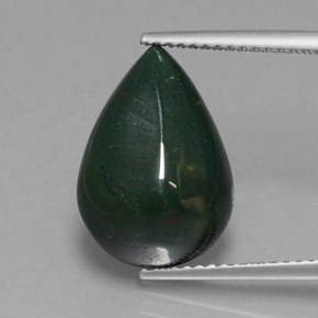 Pietra del sangue Verde maculato naturale da 5.35 ct, Forma a pera, Opaco