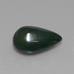 Pietra del sangue Verde maculato naturale da 5.35 ct, Forma a pera, Opaco