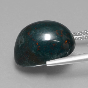 Pietra del sangue Verde maculato naturale da 13.27 ct, Taglio ovale, Opaco