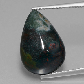 Eliotropio naturale verde da 8,57 ct, taglio a pera, opaco