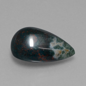 Eliotropio naturale verde da 8,57 ct, taglio a pera, opaco