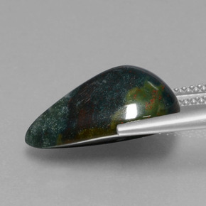 Eliotropio naturale verde da 8,57 ct, taglio a pera, opaco