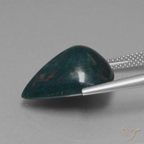 Pietra del sangue Verde scuro medio naturale da 10.91 ct, Forma a pera, Opaco