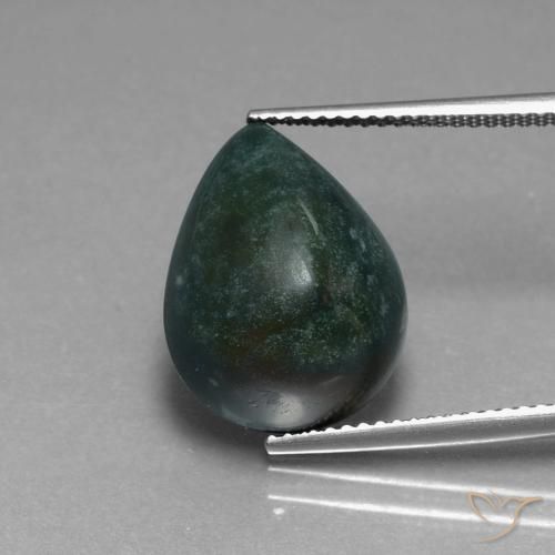 10.04ct Naturale Verde foresta Pietra del sangue, Forma a pera, Opaco