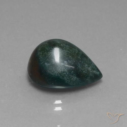 Pietra del sangue Verde foresta naturale da 10.04 ct, Forma a pera, Opaco
