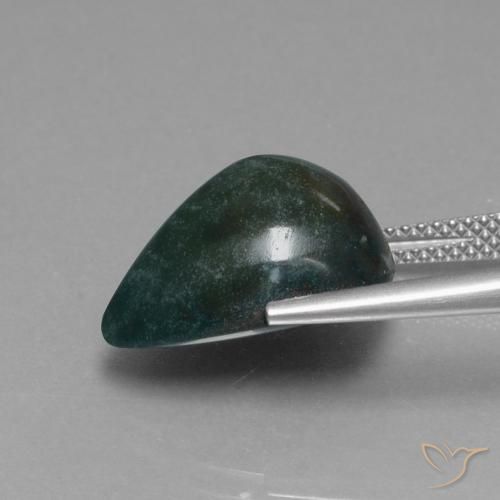 Pietra del sangue Verde foresta naturale da 10.04 ct, Forma a pera, Opaco