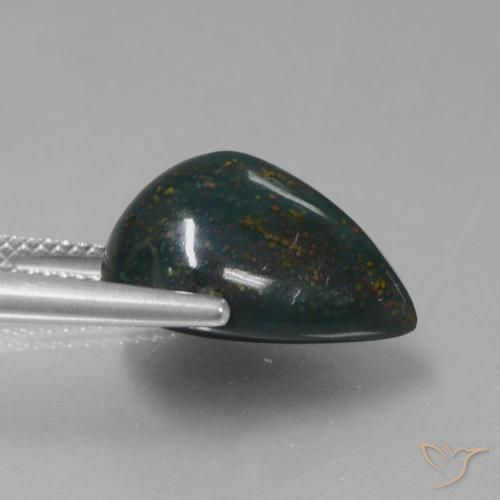 Pietra del sangue Verde foresta naturale da 8.97 ct, Forma a pera, Opaco