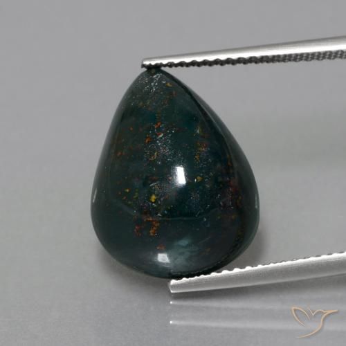 11.36ct Naturale Verde foresta Pietra del sangue, Forma a pera, Opaco