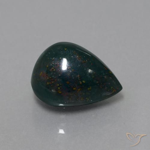 Pietra del sangue Verde foresta naturale da 11.36 ct, Forma a pera, Opaco