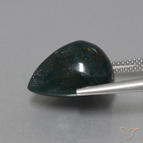 Pietra del sangue Verde foresta naturale da 11.36 ct, Forma a pera, Opaco