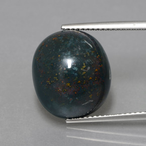 Pietra del sangue Verde scuro naturale da 11.49 ct, Taglio ovale, Opaco