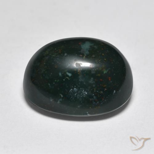 Pietra del sangue Verde scuro naturale da 12.20 ct, Ovale, Opaco