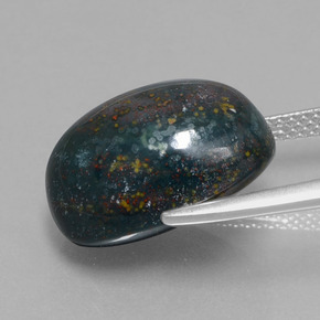 Pietra del sangue Verde maculato naturale da 12.09 ct, Taglio ovale, Opaco