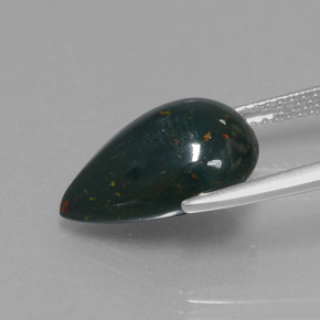 Pietra del sangue Verde maculato naturale da 5.91 ct, Forma a pera, Opaco