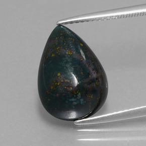 Eliotropio naturale verde da 6,94 ct, taglio a pera, opaco