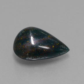Eliotropio naturale verde da 6,94 ct, taglio a pera, opaco