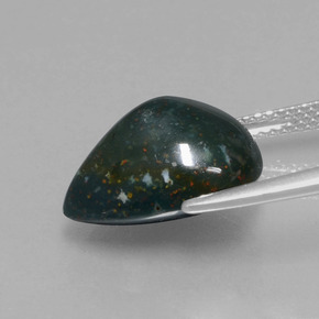 Pietra del sangue Verde maculato naturale da 7.99 ct, Forma a pera, Opaco