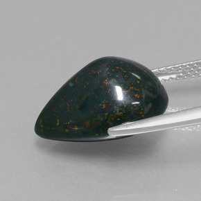 Eliotropio naturale verde da 8,63 ct, taglio a pera, opaco