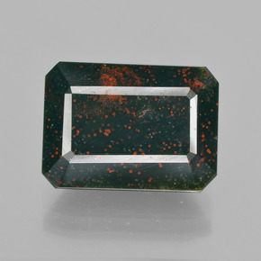 Eliotropio naturale verde da 9,73 ct, taglio smeraldo, opaco