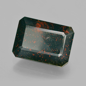 Eliotropio naturale verde da 9,73 ct, taglio smeraldo, opaco
