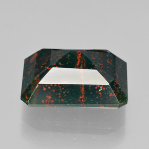 Pietra del sangue Verde maculato naturale da 9.25 ct, Taglio smeraldo, Opaco