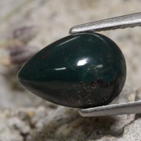 Eliotropio naturale verde da 1,79 ct, taglio a pera, opaco