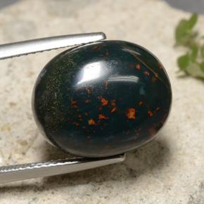 Pietra del sangue Verde naturale da 12.58 ct, Taglio ovale, Opaco