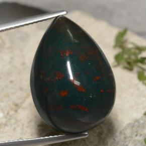 Pietra del sangue Verde naturale da 26.64 ct, Forma a pera, Opaco