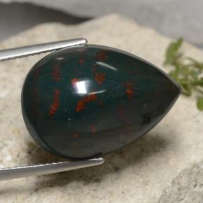 Pietra del sangue Verde naturale da 26.64 ct, Forma a pera, Opaco