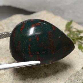 Pietra del sangue Verde naturale da 26.64 ct, Forma a pera, Opaco